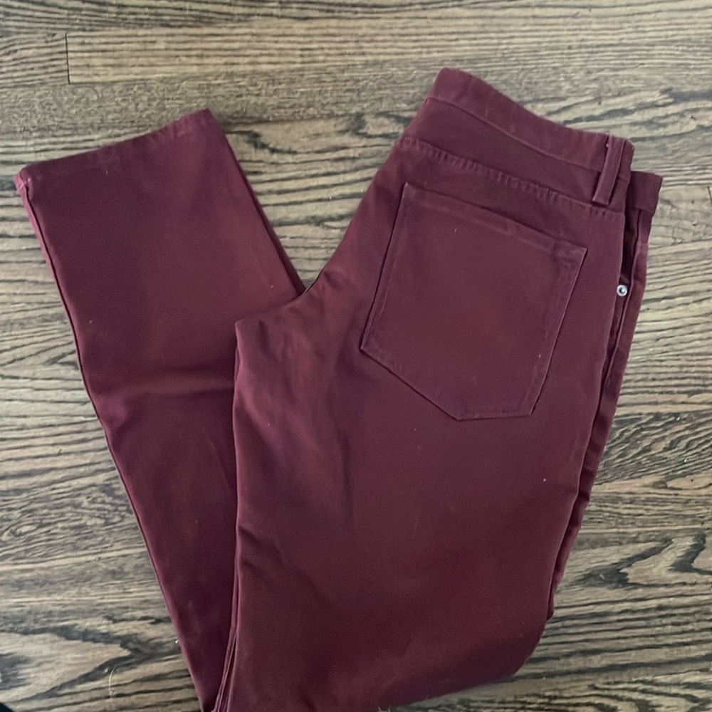 Mens wine color skinny slouch jean pants